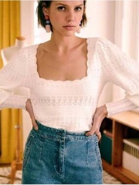 Sezane Ronnie Jumper in Écru - Size Large